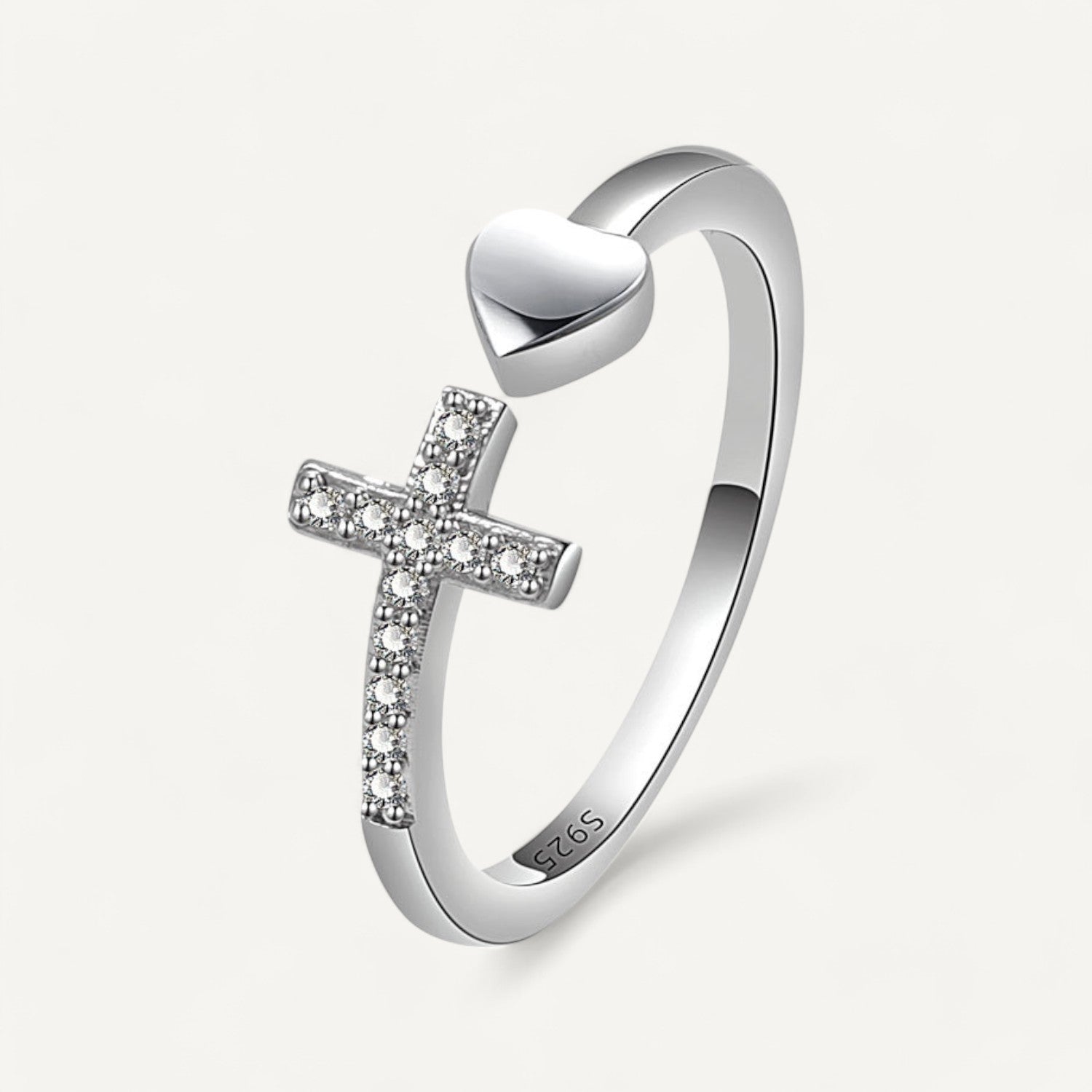 Bague Croix et Coeur S925