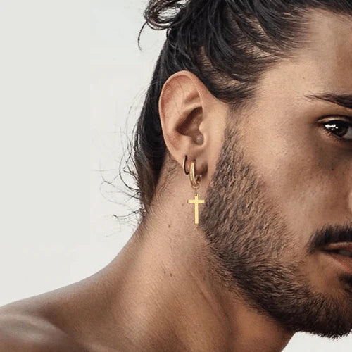 Boucles D'oreilles Croix Homme