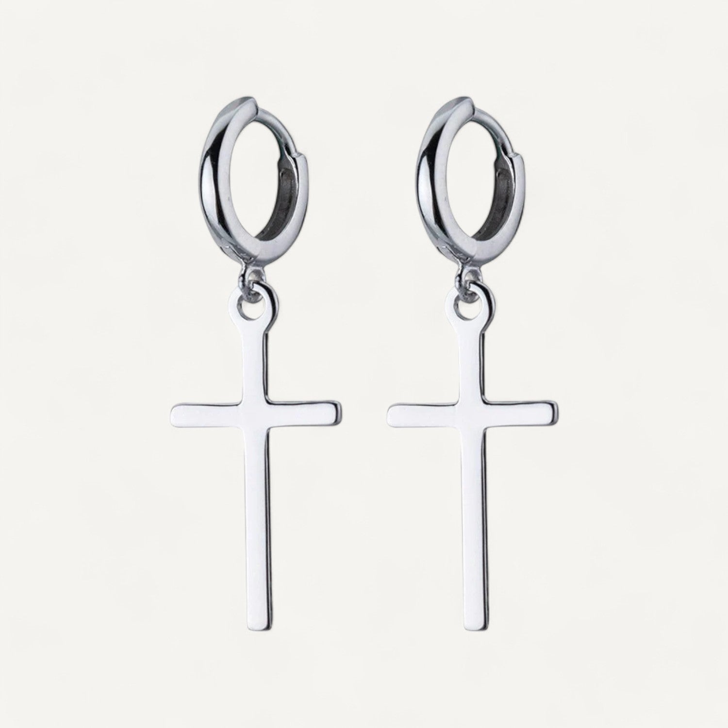 Boucles D'oreilles Croix Argent