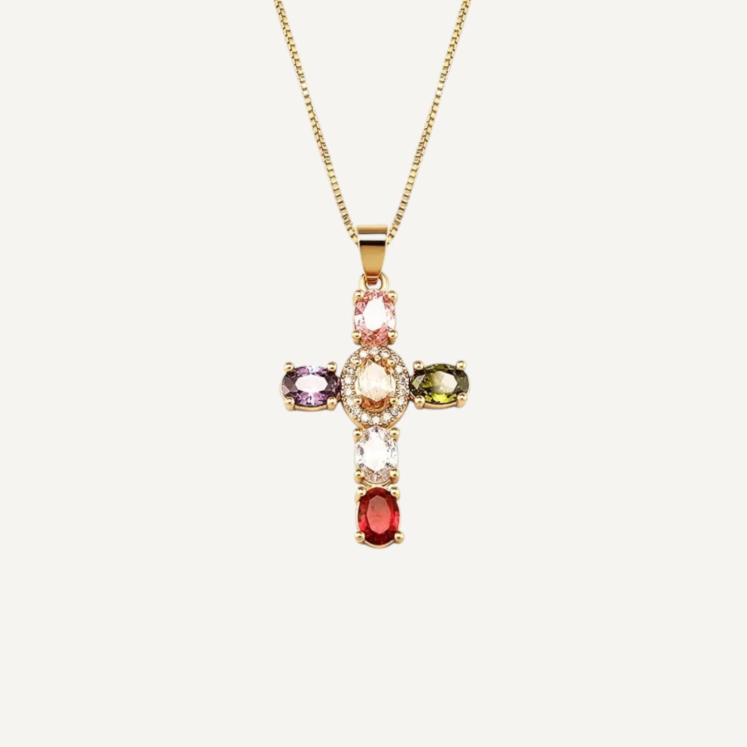 Collier Croix Multicouleur